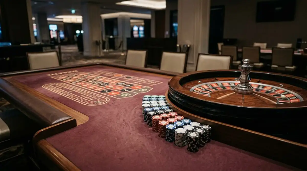 live casino zonder licentie tafel met roulette en fiches